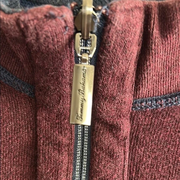 Tommy Bahama Flipshore Half-Zip Reversible Sweatshirt Navy/Burgundy - Picture 8 of 11